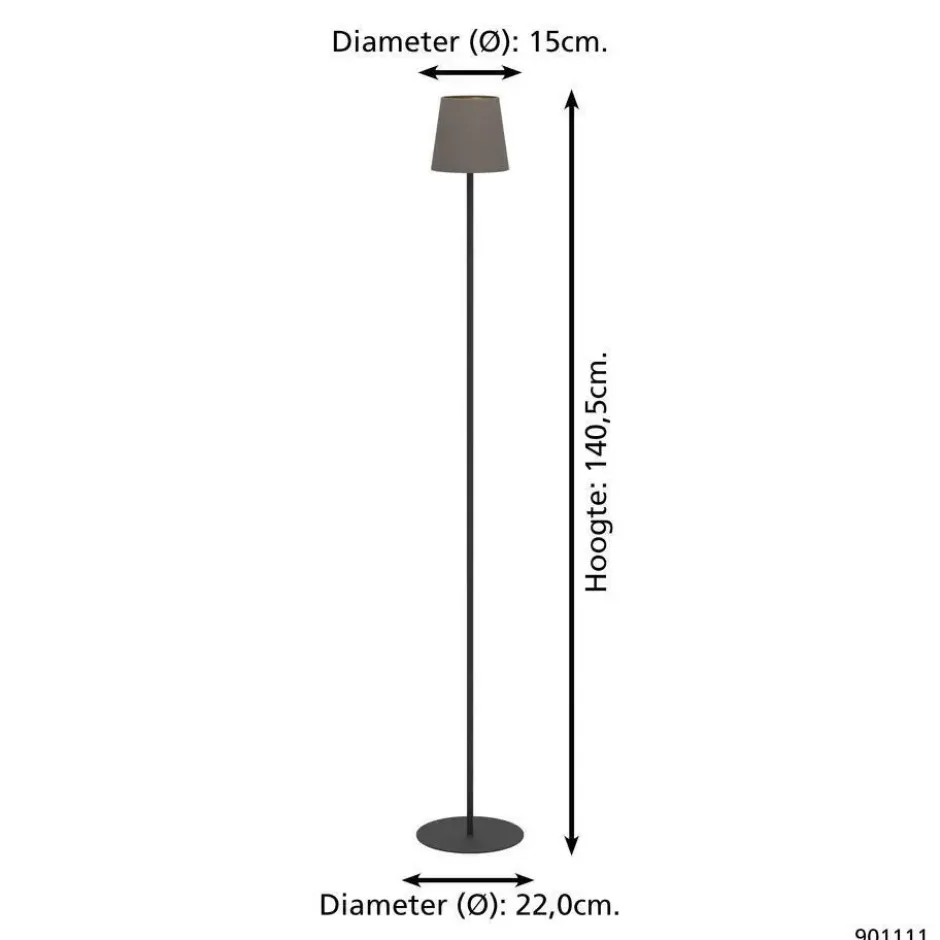 EGLO Fiorana Vloerlamp - E14 - Hoogte 140,5 cm - Zwart/Cappucino/Goud