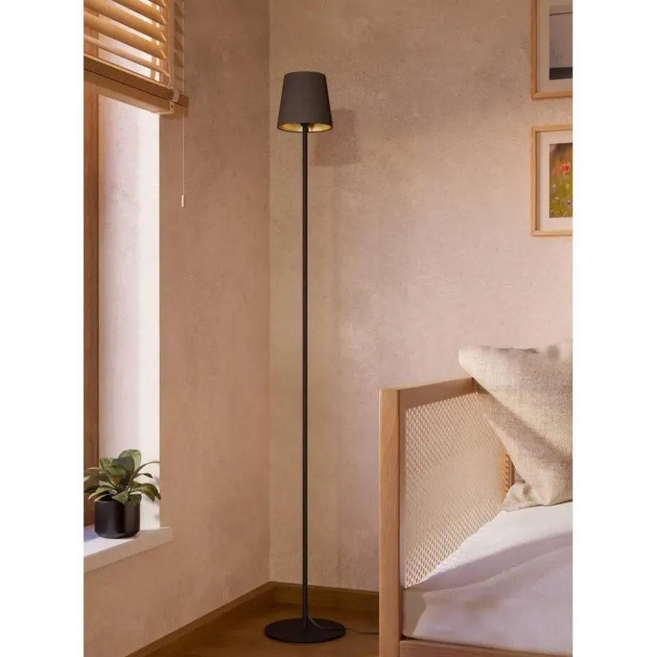 EGLO Fiorana Vloerlamp - E14 - Hoogte 140,5 cm - Zwart/Cappucino/Goud