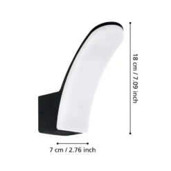 EGLO Fiumicino Wandlamp - LED - 7 cm - Zwart