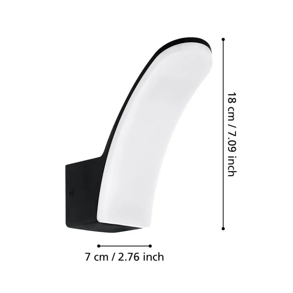 EGLO Fiumicino Wandlamp - LED - 7 cm - Zwart