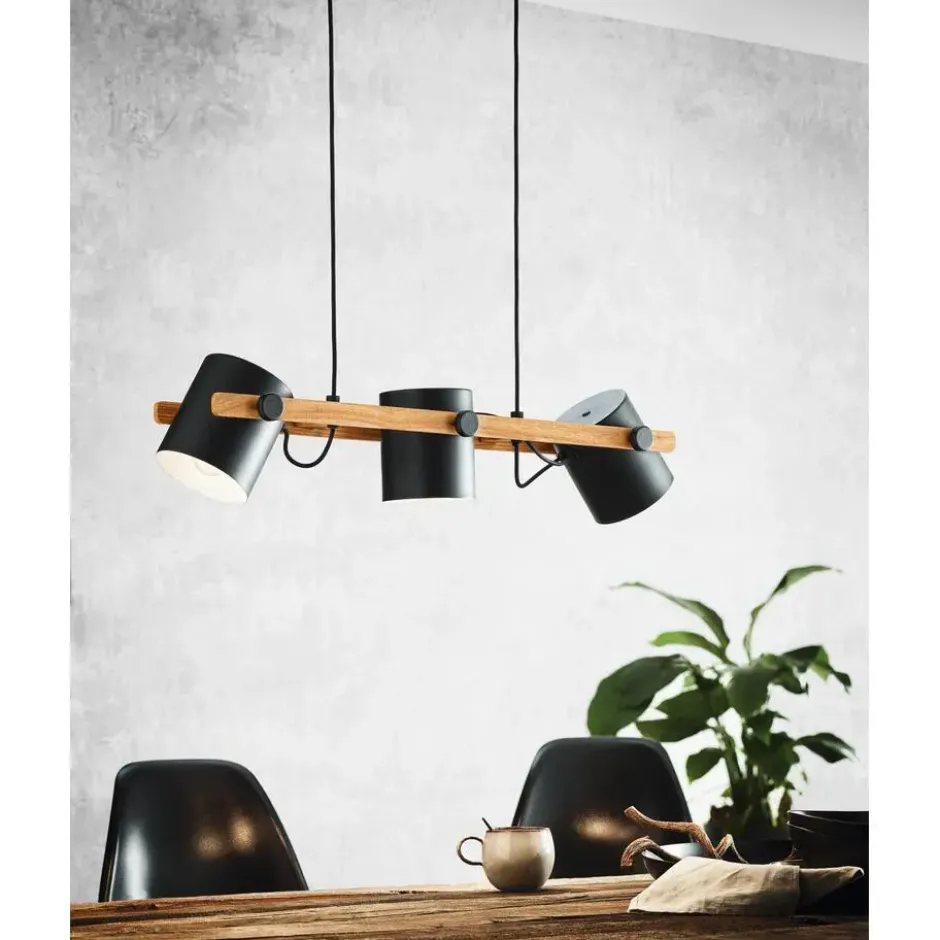 EGLOHornwoodHanglamp-E27-78cm-Zwart/Crème/Bruin