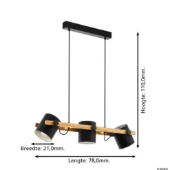EGLOHornwoodHanglamp-E27-78cm-Zwart/Crème/Bruin