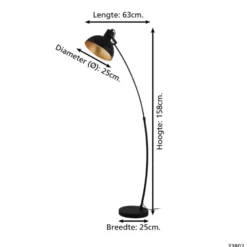 EGLO Jaafra Vloerlamp - E27 - 158 cm - Zwart, Goud