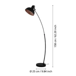 EGLO Jaafra Vloerlamp - E27 - 158 cm - Zwart/Koper