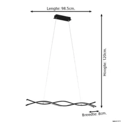EGLO Lasana 3 Hanglamp - LED - 98,5 cm - Zwart/Wit
