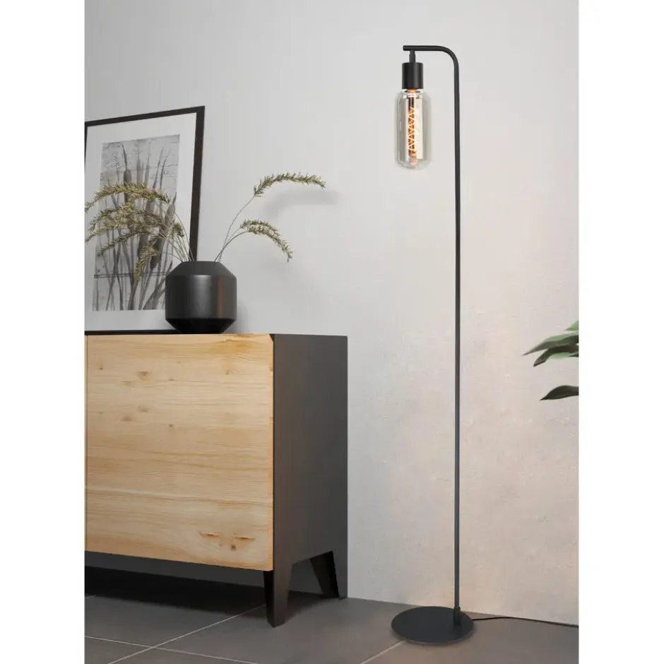 EGLO Majone vloerlamp - E27 - Smoke glas - 151 cm - Zwart