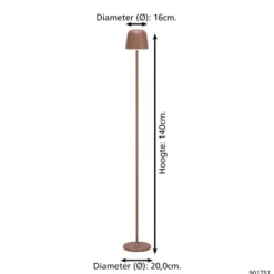 EGLO Mannera-L Staande lamp - USB-C - H 140 cm - Roestbruin