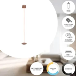 EGLO Mannera-L Staande lamp - USB-C - H 140 cm - Roestbruin