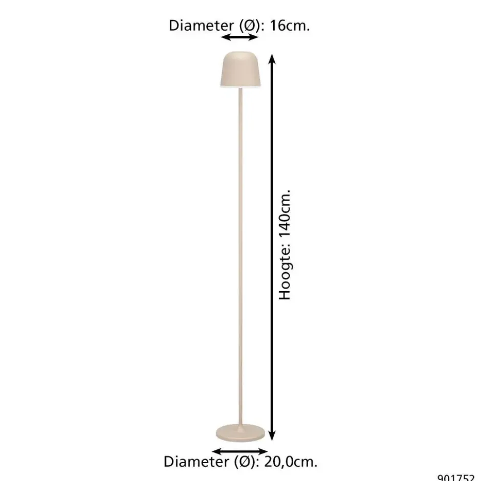 EGLO Mannera-L Staande lamp - USB-C - H 140 cm - Zand