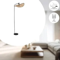 EGLO Marywell Vloerlamp - E27 - Hout - Zwart/Bruin