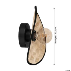 EGLO Marywell Wandlamp - E27 - Hout - Zwart/Bruin