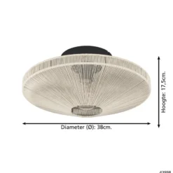 EGLO Midsumer Plafondlamp - E27 - Ø 38 cm - Zwart/Crème - Textiel