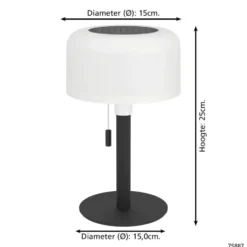 EGLO Montapalma Tafellamp buiten - LED - Zwart, Wit