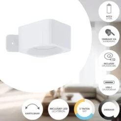 EGLO Muraglie Wandlamp - Oplaadbaar - LED - 7.5 cm - Wit