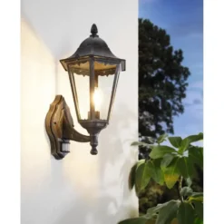 EGLONavedoWandlampBuiten-E27-42,5cm-Sensor-Zwart