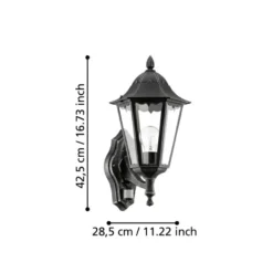 EGLONavedoWandlampBuiten-E27-42,5cm-Sensor-Zwart