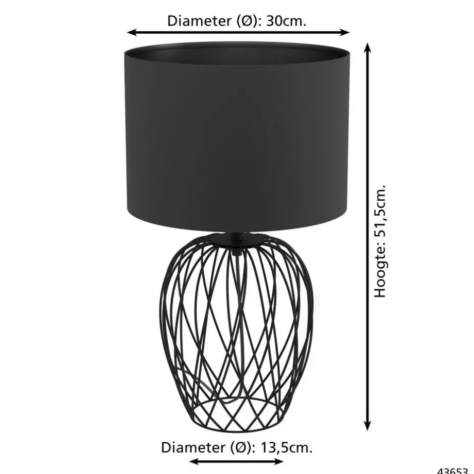 EGLO Nimlet Tafellamp - E27 - 51,5 cm - Zwart