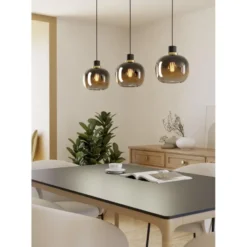 EGLOOilellaHanglamp-E27-95cm-Amber glas - Zwart