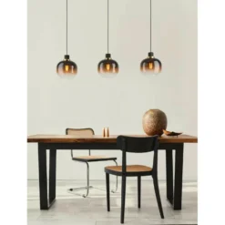 EGLOOilellaHanglamp-E27-95cm-Amber glas - Zwart