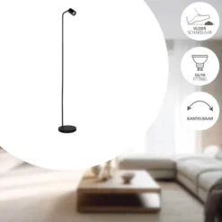 EGLO Rigomagno Vloerlamp - GU10 - H 151 cm - Staal - Zwart