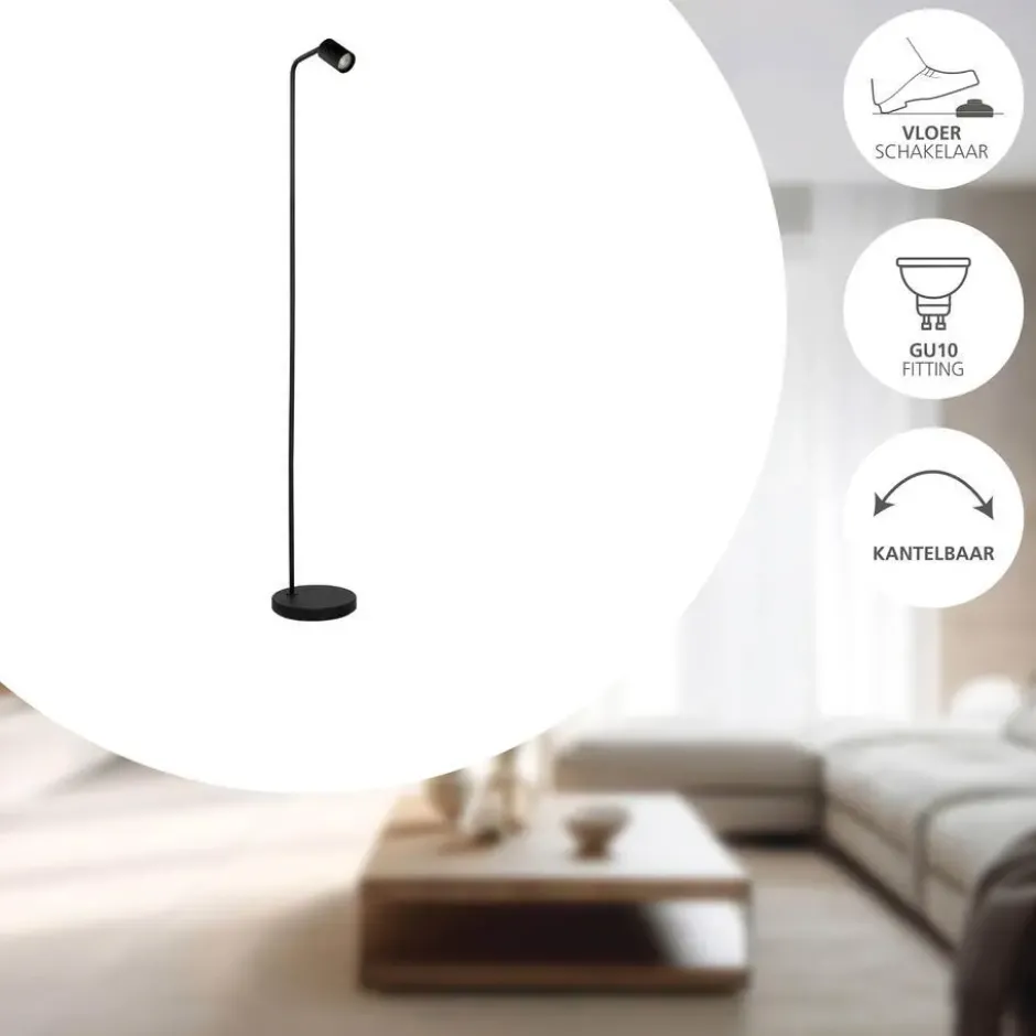 EGLO Rigomagno Vloerlamp - GU10 - H 151 cm - Staal - Zwart