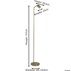 EGLO Rigomagno Vloerlamp - GU10 - H 151 cm - Staal - Goud