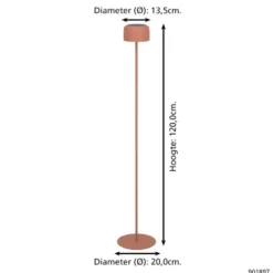 EGLO Roccanova-L Vloerlamp - Solar - 120 cm - Oranje - Oplaadbaar