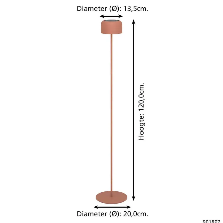 EGLO Roccanova-L Vloerlamp - Solar - 120 cm - Oranje - Oplaadbaar