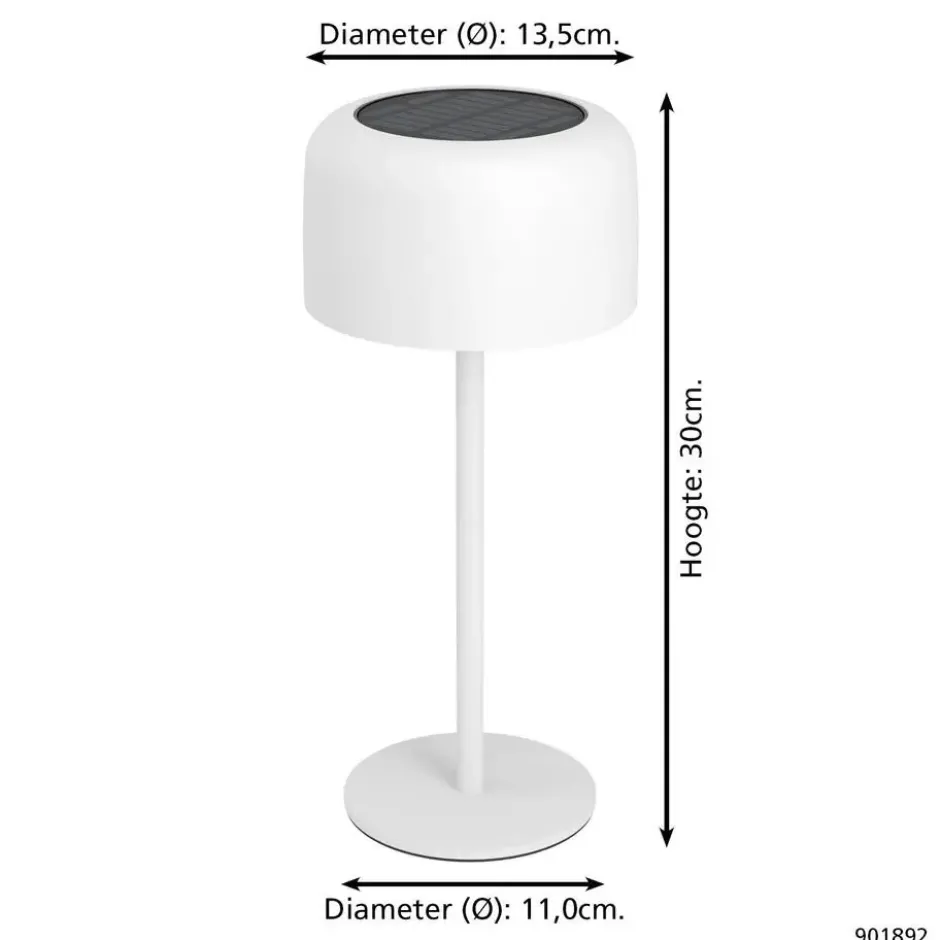 EGLO Roccanova Tafellamp - Solar - 30 cm - Wit - Oplaadbaar