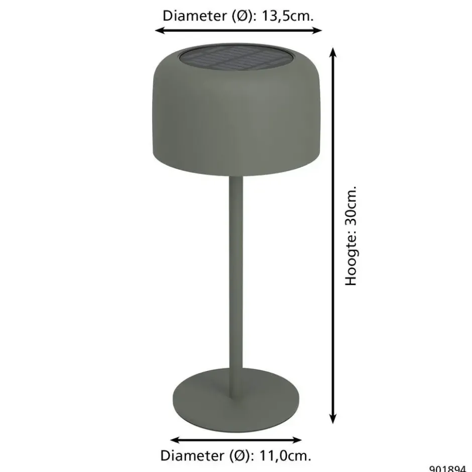 EGLO Roccanova Tafellamp - Solar - 30 cm - Groen - Oplaadbaar