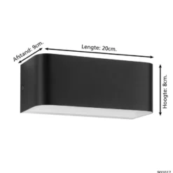 EGLO Sania 4 Wandlamp - LED - 20 cm - Zwart/Wit