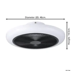 EGLO Sayulita 1 Plafondlamp met ventilator - 46 cm - Zwart/Wit - 3 Standen