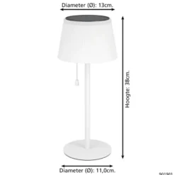EGLO Scordiano Tafellamp - Solar - 38 cm - Wit - Oplaadbaar