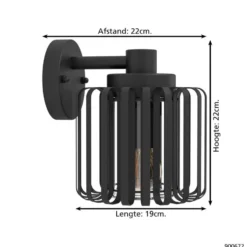 EGLO Selinus Wandlamp - E27 - Ø 19.5 cm - Zwart