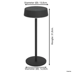EGLO Simeri Tafellamp Buiten - Solar - 31 cm - Zwart - Oplaadbaar