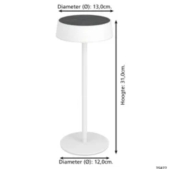 EGLO Simeri Tafellamp Buiten - Solar - 31 cm - Wit - Oplaadbaar