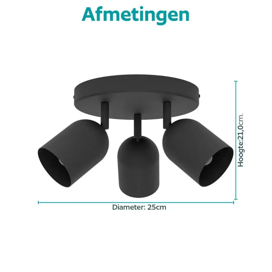 EGLO Tilston Spot - E14 - Ø 25 cm - Zwart - Kantelbaar