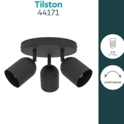 EGLO Tilston Spot - E14 - Ø 25 cm - Zwart - Kantelbaar