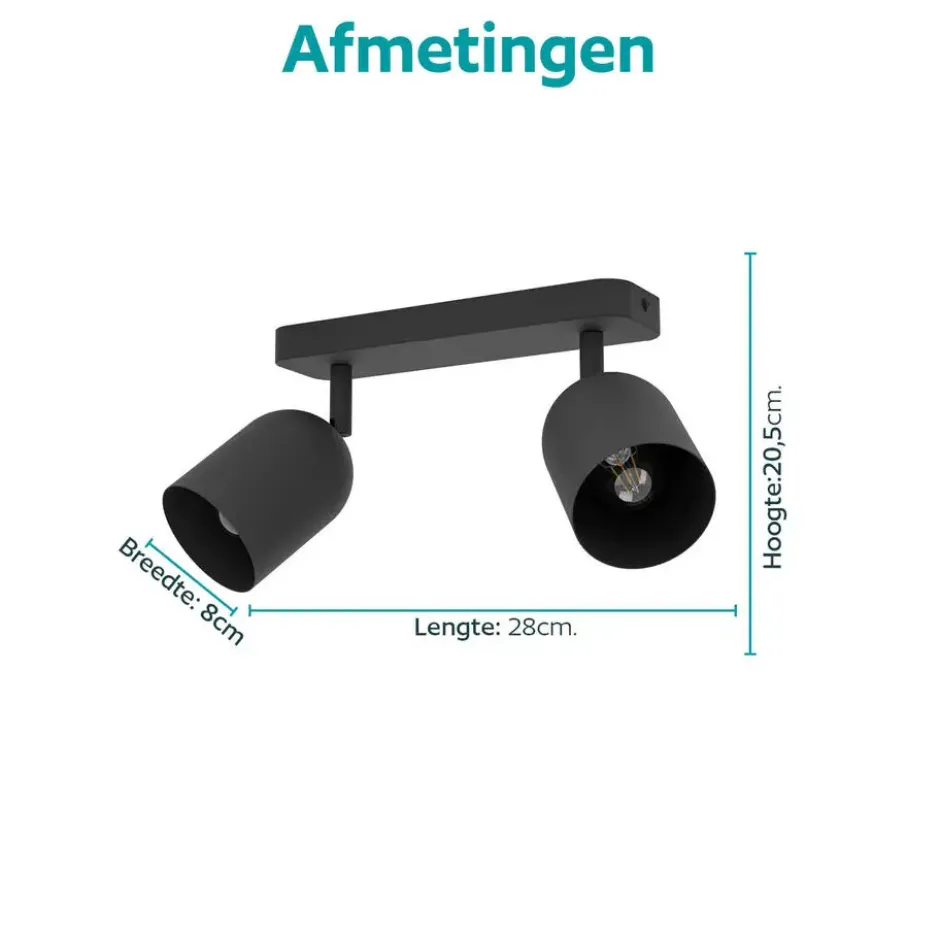 EGLO Tilston Spot - E14 - 28 cm - Zwart - Kantelbaar