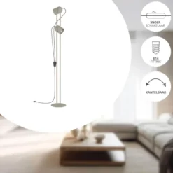 EGLO Tilston Vloerlamp - E14 - 142.5 cm - Zandkleur - Kantelbaar