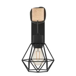 EGLO Townshend 5 Wandlamp - E27 - 27,5 cm - Hout - Zwart/Bruin