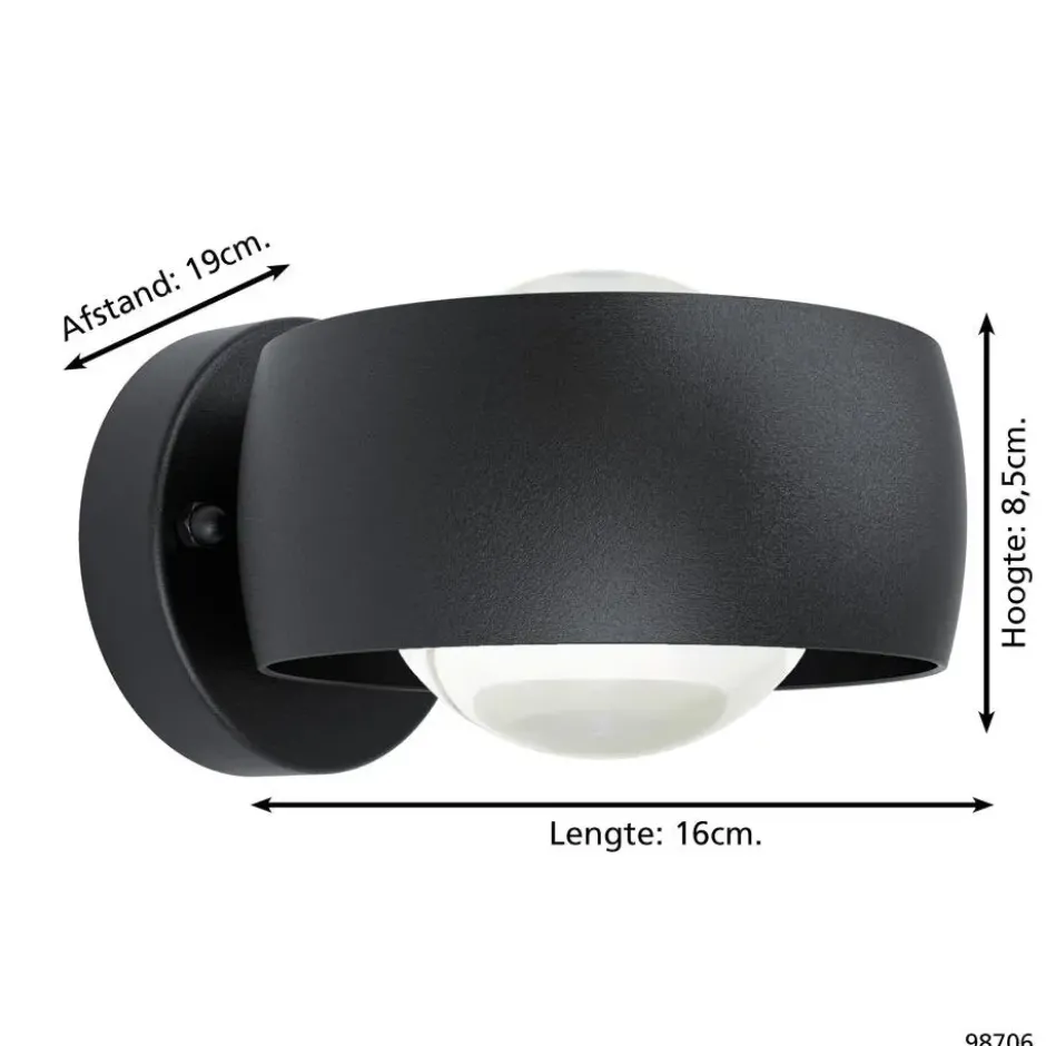 EGLO Treviolo 1 Wandlamp - LED - 16 cm - Zwart