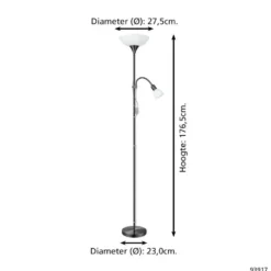 EGLO UP 2 Vloerlamp - E27 - 27.5 cm - Nikkelmat