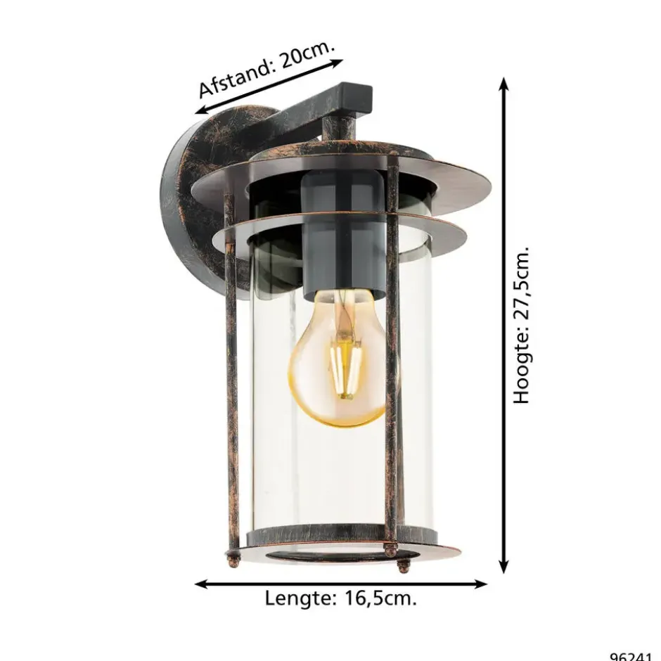EGLO Valdeo Wandlamp - E27 - 27,5 cm - Koper Antiek