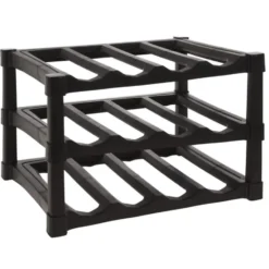 EH Wijnrek - zwart - kunststof - 39 x 30 x 25 cm - 12x flessen