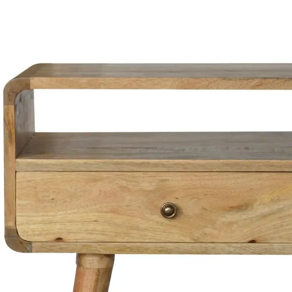 Eiken-achtige Gebogen Sidetable met Open Sleuf