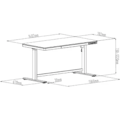 Elektrisch verstelbaar bureau / thuiswerkplek - 140x70 cm - Whitewash eiken - Z