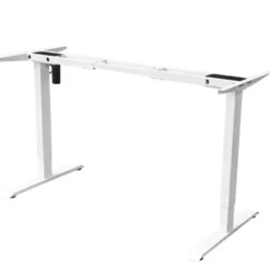 Elektrisch verstelbaar bureau - 140x80 cm - Single motor - Wit / Donker eiken