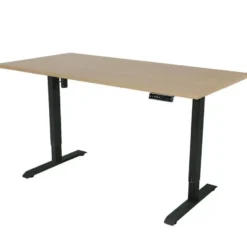 Elektrisch verstelbaar bureau - 180x80 cm - Single motor - Zwart / Eiken