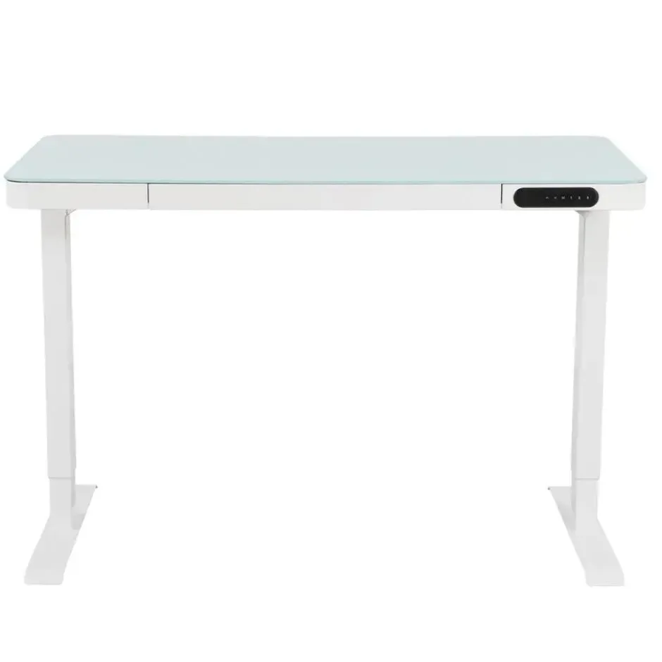 Elektrisch verstelbaar bureau / thuiswerkplek - 120x60 cm - Glas wit